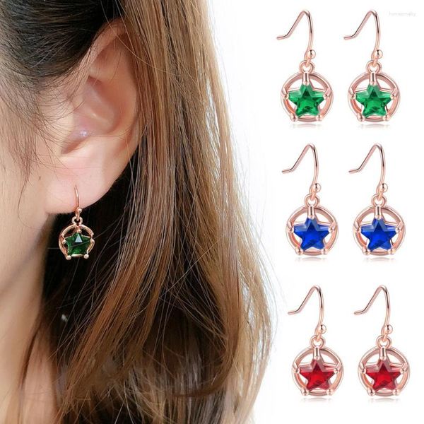 Brincos Dangle Zhouyang Little Ften Star Grop For Women coreano Multicolor Crystal Rose Gold Color Jewelry Gift Wholesale KC166
