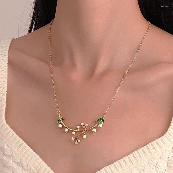 Anhänger Halsketten Mori Super Fairy Kupfer Perlenblumen Halskette süße Schlüsselbeutel Kette für Frauen junges Mädchen übertreiben Schmuckparty Geschenk