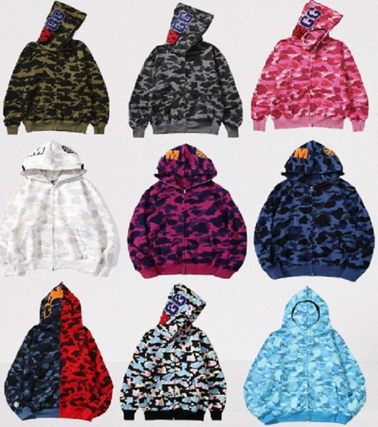 Hoodies Tasarımcı Erkek Hoodie Köpekbalığı Aydınlık Köpekbalığı Köpekbalığı Hoodie Camo Baskı Sonbahar Yeni Hoodie Erkek Teknolojisi Saf Pamuk Hırka Tam Zip Köpekbalığı Kapşonlu L6