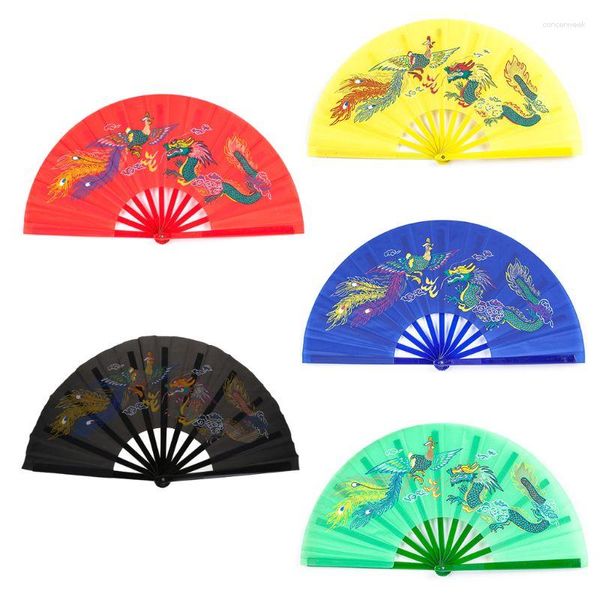 Figurine decorative Fan cinese Tai Chi Martial Arts Dragon Phoenix Plastica Folding Folding Fan Art Dance Gift Dance