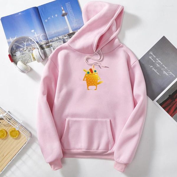 Damen Hoodies Kawaii Cartoon Tiergrafiken Print Farbe Ethnischer Stil Übergroßer Hoodie warme Sweatshirts Harajuku Punk Streetwear Freunde