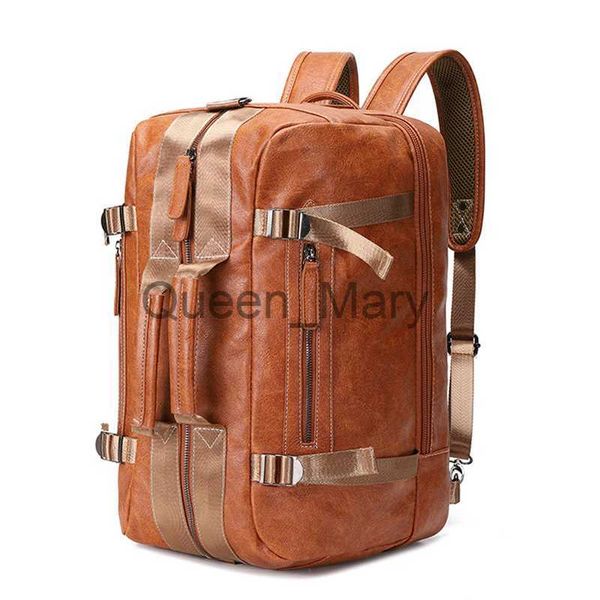 Duffel Bags Trip Back Trip Back Pack Men Brand Luxury PU Couro Backpack Men Men Laptop Vintage Laptop Multi Pocket Multi Pocket J230815