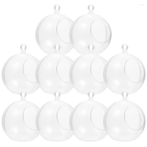 Titulares de vela 10 PCs Bola de decoração de Natal Bola clara Ornamentos Crafts Decorações de bolhas Decorações de plástico decorativo árvore preenchida