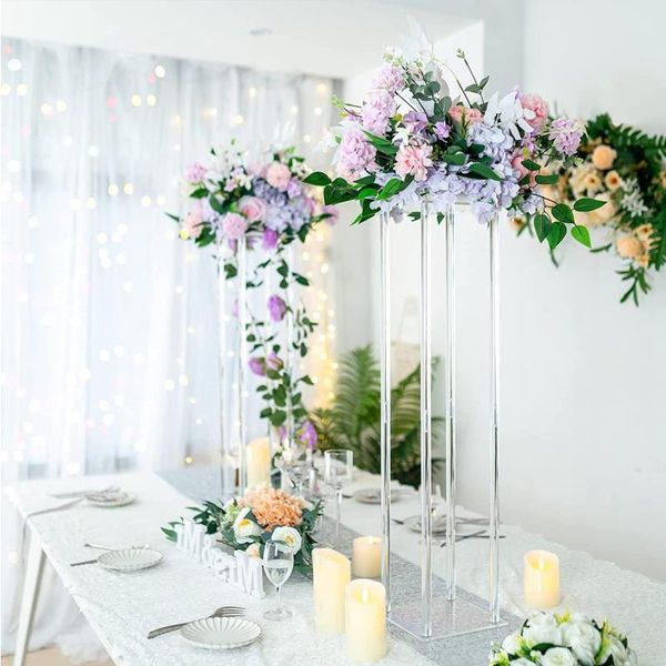 Прозрачный акриловый стол прямоугольный цветочный ваза стенда свадебные центральные части для церемонии приема на вечерин