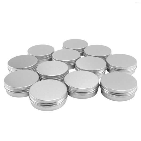Caixas de armazenamento 12 x 50ml de alumínio compensar vasos Capacidade vazia pequena cosmética/vela/latas de especiarias