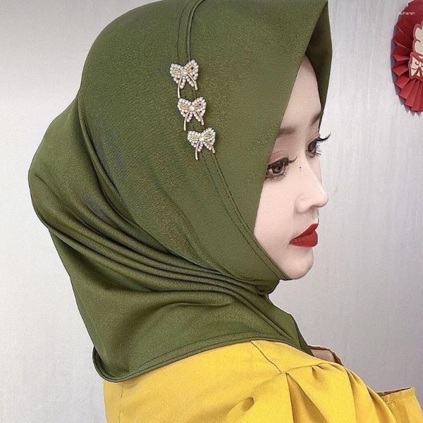 Abbigliamento etnico decorazione farfalla istantanea per indossare donne musulmane hijab 2023 cappello semplice