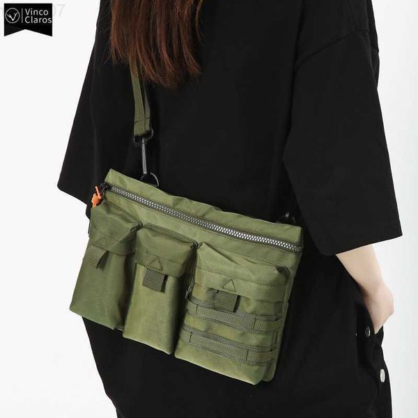 Messenger Bags VC Streetwear Trend Magazine Bag Exército Homem Green Men Smão Crossbody Bolsa Nylon Bags Messenger Bags For Men L230815