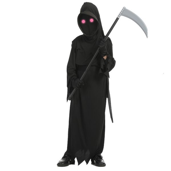 Besondere Anlässe Halloween Kinder Horror Skelett Geister Rote Augen Todeskostüm Sichel Dark Messenger Anzug 230814