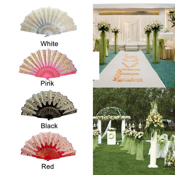 Dekorative Figuren spanischer Stil Lüfter Hochzeit Seide Klappe gehaltene Blume Lady Handgebläse tragbares chinesisches faltbares Papier