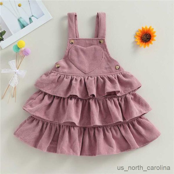 Mädchenkleider Baby Mädchen Gesamtkleid süße ärmellose farbene Schicht Rüschen -Hosenträger Kleid Kid Kid Summer Rock Outfit R230815