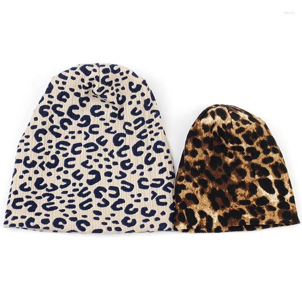 Berets Geebro Fashion Child Leopard Print Beanies Дети мальчики повседневные хлопковые мягкие шляпы девочки мешковатые теплые капоты капот капот