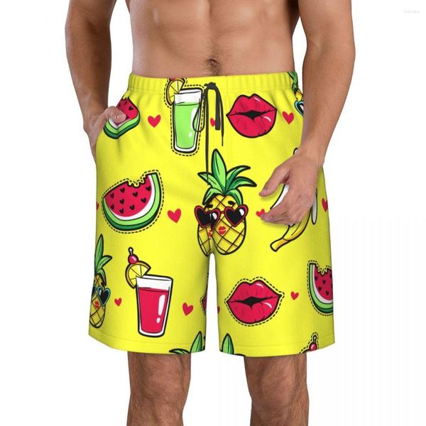 Shorts maschile Swimming Swimming for Men Swimwear Man Swimsuit Swim Trunks Summer Bareding Beach Wear Lips Cocktail Watermelon Banana