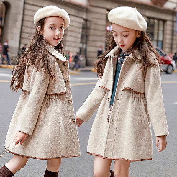 Decken wickeln 2023 Winter Herbst Girls Luxus Elegante Wolljacke Europäische Kinder Tweed Mantel Kinder verdickte Mantel Außenbekleidung 8 9 12 Jahr 230814