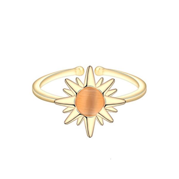 Band Rings Sun for Women Orange Quartz Golden Silver Plated Daisy Ajusta Knuckle Toe Anel Drop 230814