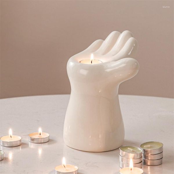 Candele Nordic In Incenso in ceramica bianco Solto affumicato Crema Astetico Decorazione della stanza Shoot Shoot Candlestick