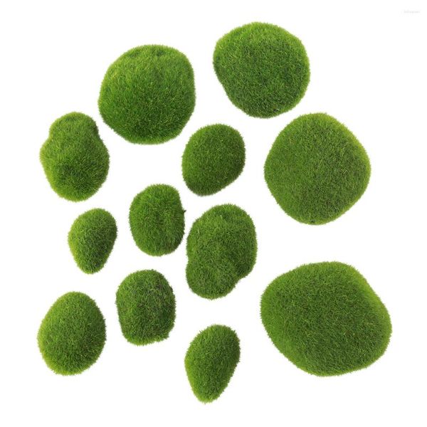 Dekorative Blumen künstliche Moosfelsen Grün bedeckte Steine ​​Bälle für Feengärten Blumenarrangements Handwerk 12pcs