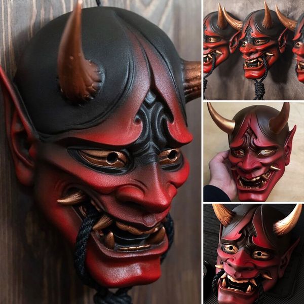 Mascheri di festa Maschera giapponese Assassino Maschera Halloween Faccia inquietante Il lattice Ninja Evil Demon Costume Props 230814