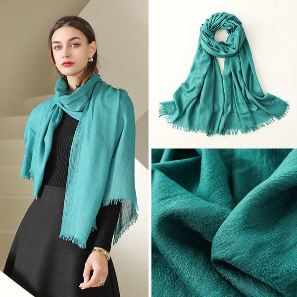 Schals modische Weichwäsche Baumwollschalschals Muslim Große Hijab -Ebene mit hochwertigem Stirnband Lange Schals 190*100 cm 1pc Einzelhandel 230815