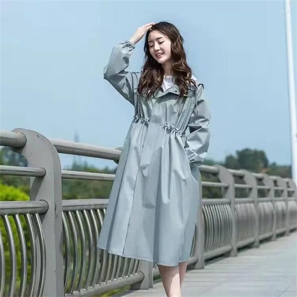 Trench da donna Fashion Fashion lunghi impermeabili impermeabili Donne sottili pioggia per adulti per adulti pioggia e vento che cavalcano femmina all-in-one