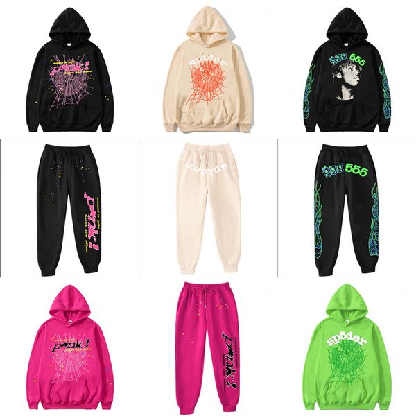 Mens Trailsuit Man Örümcek Hoodie Tasarımcı Swearpants Hoodies Spder Pembe Mavi Jumper Street Giyim Külkü Pamuk Mektup Uzun Kollu