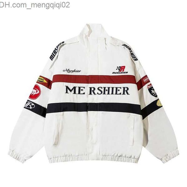 Herrenjacken New American Vintage Letter Stripe Color Matching Racing Suit Design Feeling Street Casual Ted Brand Baseballjacke Mantel Y2K Z230816