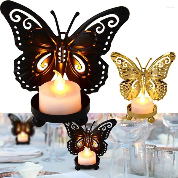 Kerzenhalter 1PC Creative Butterfly Iron Candlestick Goldhalter Tea Lights Home Decor Romantic