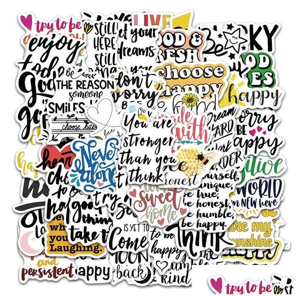 Adesivi a parete 50pcs Inspirational Quote Motivational Adesivo impermeabile per bottiglia d'acqua per laptop per laptop scrapbooking Telefono DHBKV