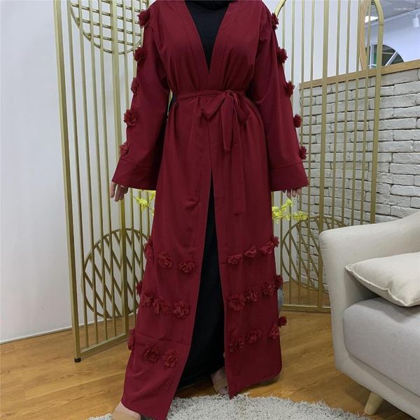 Vestidos étnicos vestidos islâmicos abayas muçulmanos para mulheres tridimensionais Turquia longa Dubai Modest Modest Ramadan Kimono Kaftan