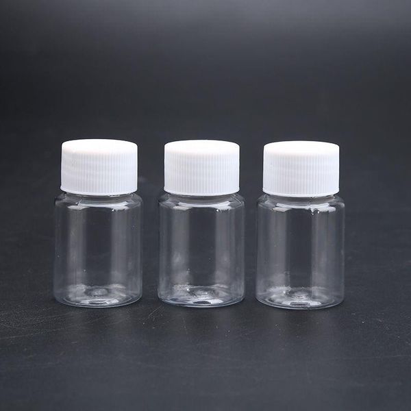 Garrafas plásticas vazias transparentes de 30ml 1oz com tampão de parafuso branco pó sólido recipiente de armazenamento líquido pote para viagens vida diária whrmm