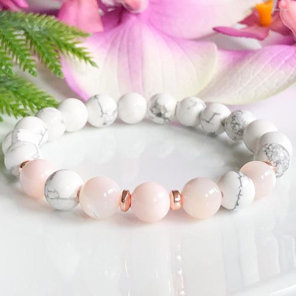 Link Armbänder Mg1106 Grad Pink Opal Howlite Angst Relief Energieschutz Armband Heilung Kristalle Yoga Mala für Frauen