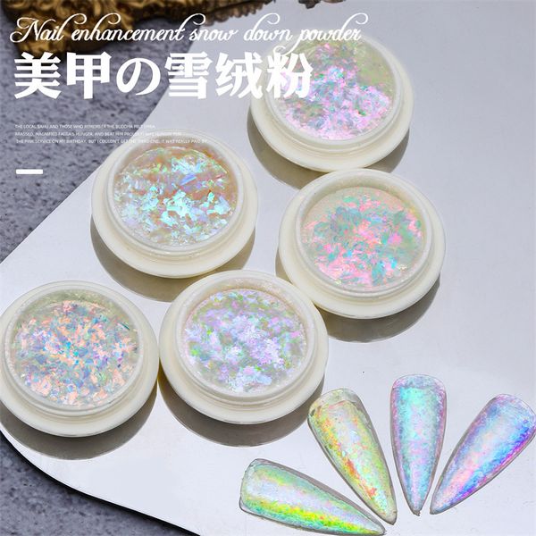 Гвоздь блеск 1pc Opal Flakes Sequins Голографический DIY -кристалл акриловый порошок нерегулярная блестящая русалка зеркал неоновый пайллет 230814