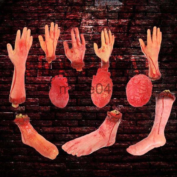 Itens de novidade Horror Halloween Party Props Bloody Hand Housed House Decoration Fake Hand Papé de perna do coração Halloween Decoração de casa suprimentos J230815