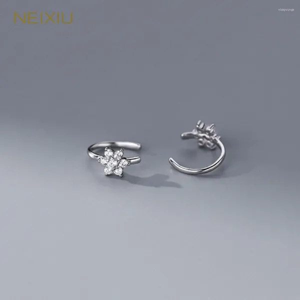 Rücken Ohrringe Neixiu 925 Sterling Silber Zirkon Blume Ohr Manschetten Frauen koreanisch süß einfach ohne durchdringende Schmuck Geschenk Großhandel