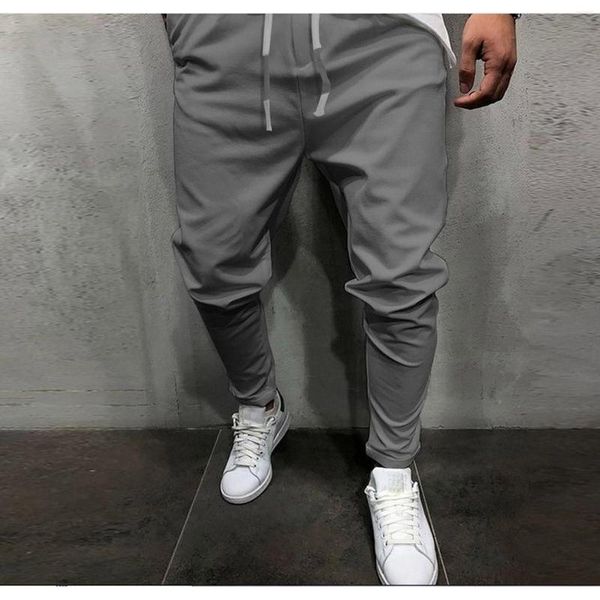 Calça masculina calça de moletom cargo Men bolso bolso linencotton esportes calças de calças cortadas vestidos de roupas