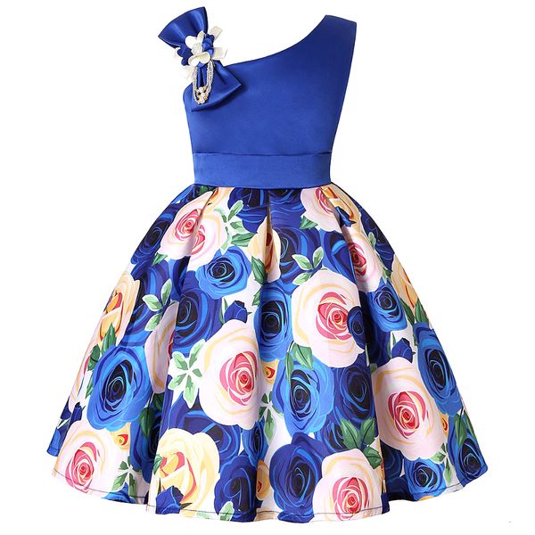 Abiti da ragazza Summer Kids Flower Dresses for Girls Christmas Children Abbigliamento Principessa Brithday Farebbe Abito da bambina con fiocco 230815