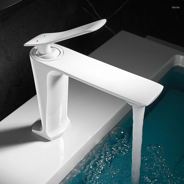 Waschbecken Wasserhähne Freies weißes Licht Luxus-Wasserhahn Kunst All-Copper-Tap Häuslicher und Kaltwaschbecken