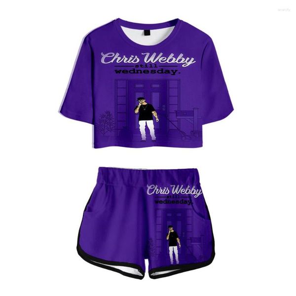 Herren-Tracksuiten Chris Webby Music Fans Midriff-Baring-Sets gedruckt kurzes T-Shirt Gym Streetwear Hosen Frauen