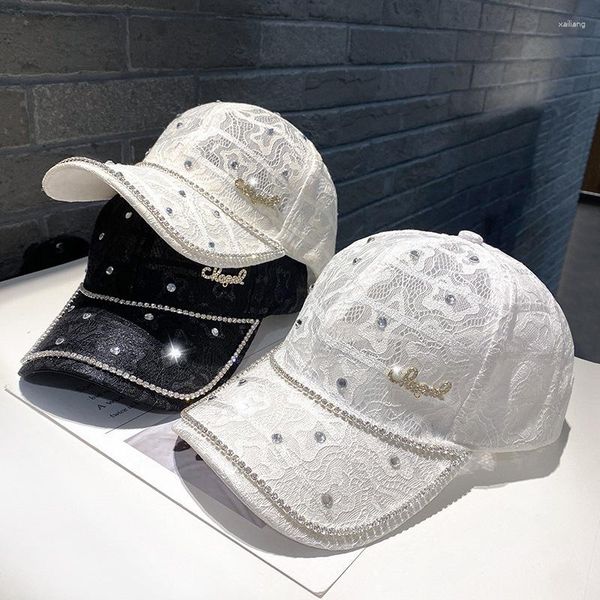 Ballkappen 2023 Spitze Strass Baseball Cap Outdoor Schattierung Freizeit Sonnenschutzsport Sport reiten Sommer atmungsaktive Frauenhüte