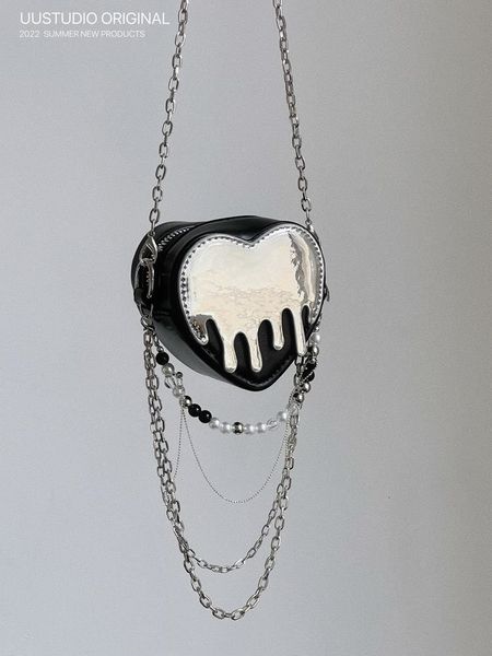Akşam çantaları y2k Vintage Koreli sevimli şeftali kalp omuz mini kulaklıklar çanta bayanlar ruj zinciri crossbody zip cüzdan çanta 230814