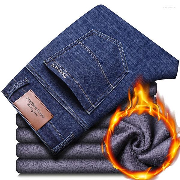 Jeans masculinos Térmica Inverno Neve quente Atuação de luxo engross