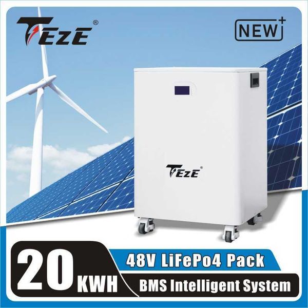 Teze 20kWh 48V PowerWall LifePO4 Bateria 51.2V 16S 400AH com Rs485 pode embutir BMS 10kW Sistema de armazenamento de energia doméstica de saída BMS de 10kW