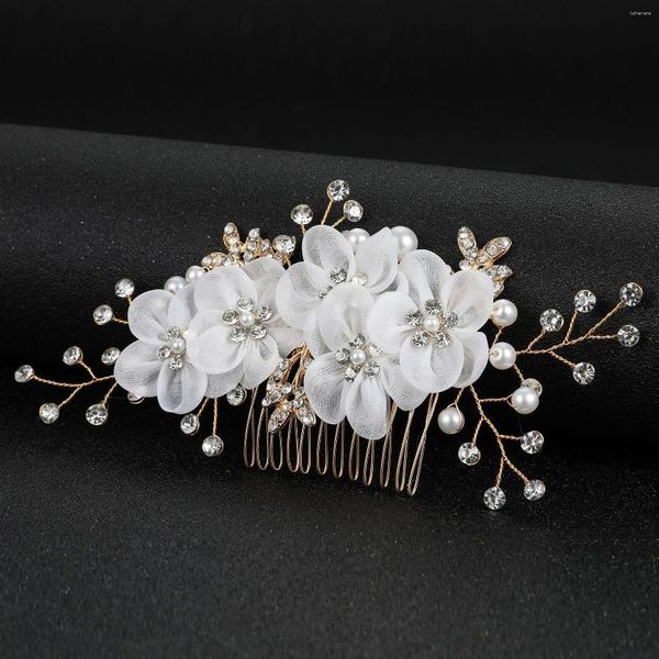 Clip per capelli pettini di fiore di seta bianca per sposa matrimonio simulato perle per perle late