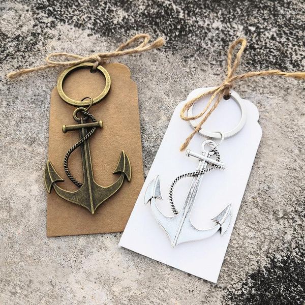 FESTIDOS DE FESTO 50PCS Favorias de casamento personalizadas Presentes de aniversário Ocean vela ancoragem da cadeia de chaves com obrigado personalizado obrigado