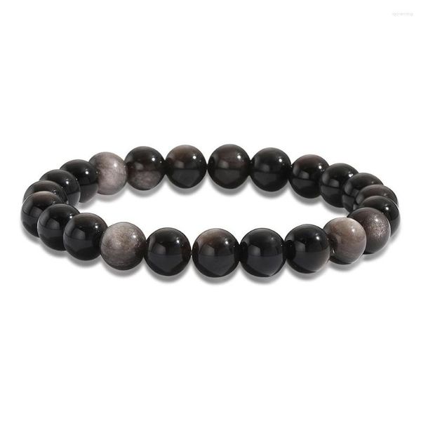 Strand Naturstein 8/10/12 -mm Perlen Tiger Augenarmband Klassiker Frauen Frauen Obsidian Schwarze Lava Armbänder Paar minimalistischer Yogaschmuck