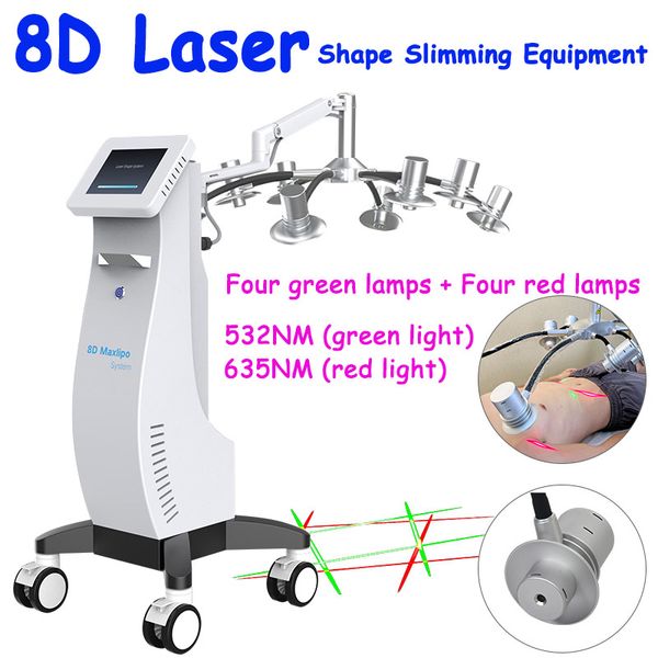 Profissional Diodo 8D Diodo Lipo laser gordura dissolver o corpo contorno lipolaser Machine Red Green Light CE Aprovar