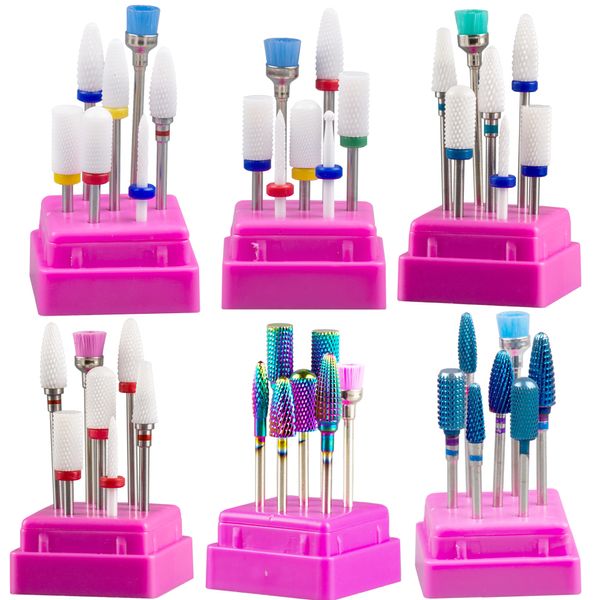 Set di manicure per unghie 7 pc Cutter di fresatura per corsi di macina per trapano in ceramica per la rimozione di polacco in gel 3 32 pollici 230815