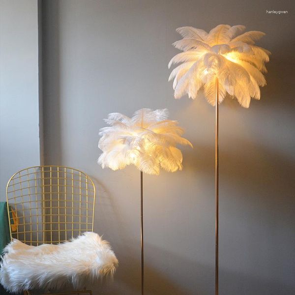 Lampade per pavimenti Whtie Blue Pink Feather Lampa