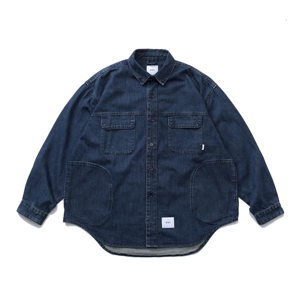 Herrenjacken Herren -Denimjacke Japanische WTAPS MENS Casual Lose Work Clothes Blue Denim Coats Straße Multipocket Vintage Jean Shirt 230815