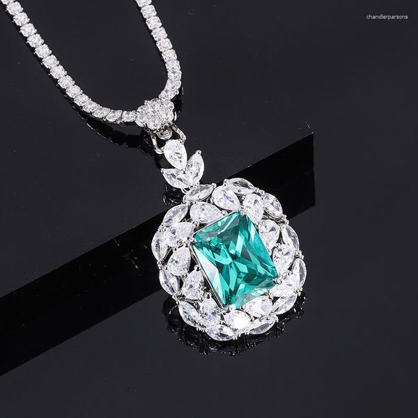 Catene eleganti 12 mm Paraiba tormalina collana a pendente per donne Luxury S925 Accessori per gioielli a catena di tennis in argento sterling