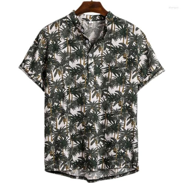 Camisetas masculinas 2023 Hawaii Hawaii Manga curta 3D FLOR FLOR CASUAL CHAMADA SOCIAL TOP NOTEMENTO DE VAIAS PRAIA TROPICAL